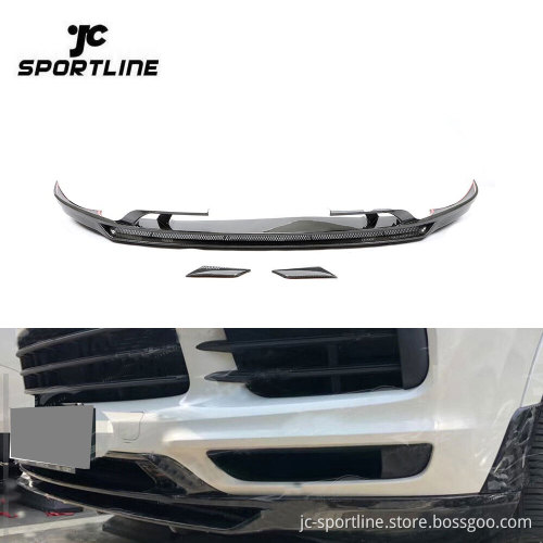 JCSPORTLINE Carbon Fiber Front Bumper Lip for Porsche Cayenne 2018-2019